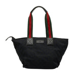 Gucci GG Canvas Sherry Line Tote Black Red Green