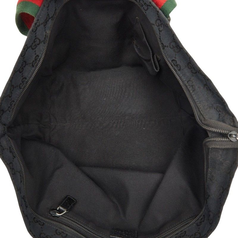 Gucci GG Canvas Sherry Line Tote Black Red Green — view 8