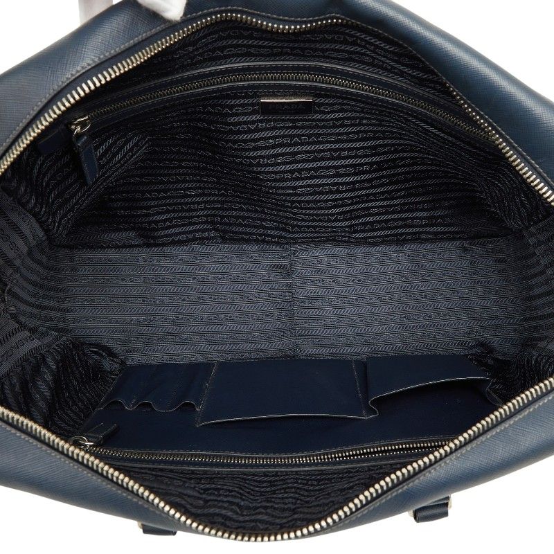 Prada Briefcase Business Navy Saffiano Leather 1 — view 8