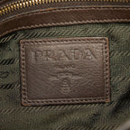 Prada Shoulder Bag Crossbody Dark Brown Leather — view 9