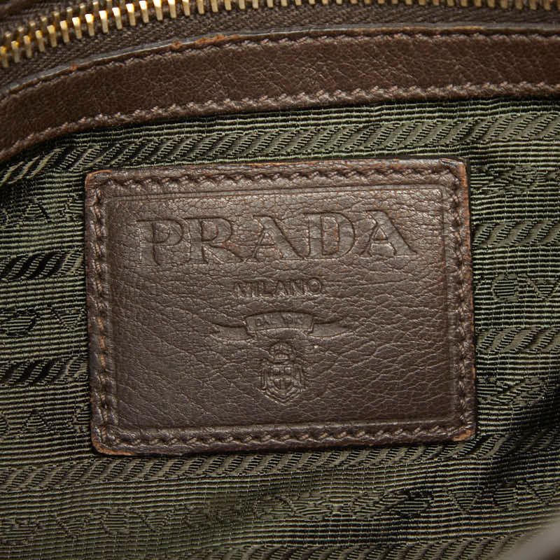 Prada Shoulder Bag Crossbody Dark Brown Leather — view 9