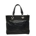 Chanel CC Logo Paris Biarritz Tote Black Leather