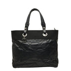 Chanel CC Logo Paris Biarritz Tote Black Leather
