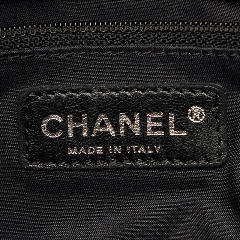 Chanel CC Logo Paris Biarritz Tote Black Leather — view 9