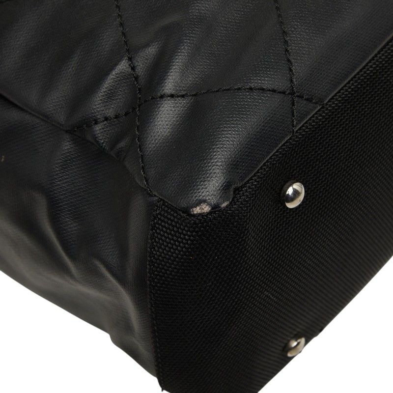 Chanel CC Logo Paris Biarritz Tote Black Leather — view 5