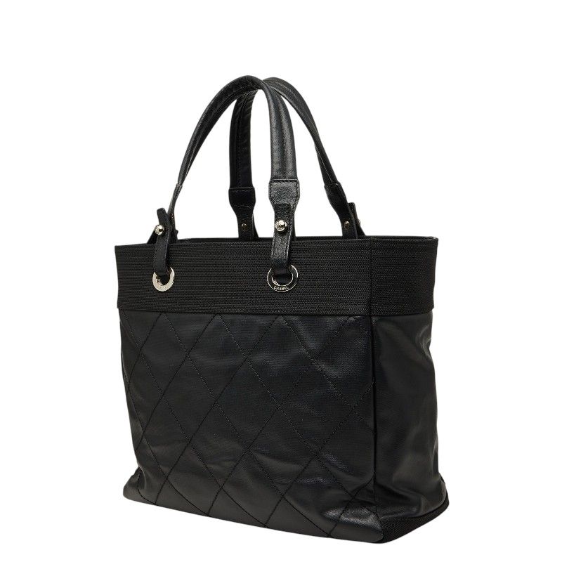 Chanel CC Logo Paris Biarritz Tote Black Leather — view 2