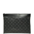 Louis Vuitton Monogram Eclipse Pochette Discovery Clutch Black Leather