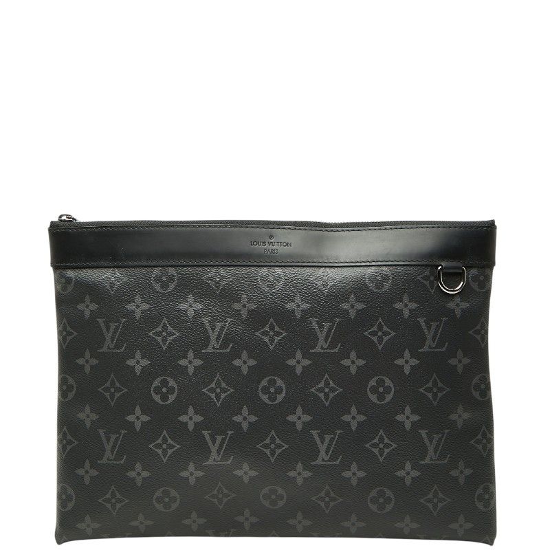 Louis Vuitton Monogram Eclipse Pochette Discovery Clutch Black Leather