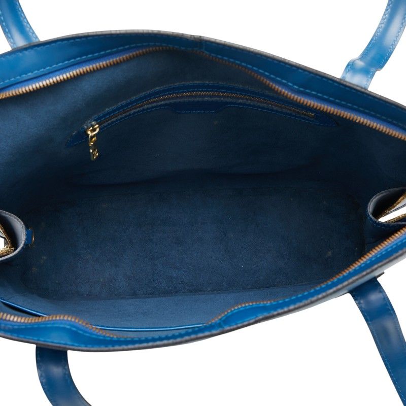 Louis Vuitton Epi Lussac Tote Shoulder Bag Toledo Blue Leather — view 9