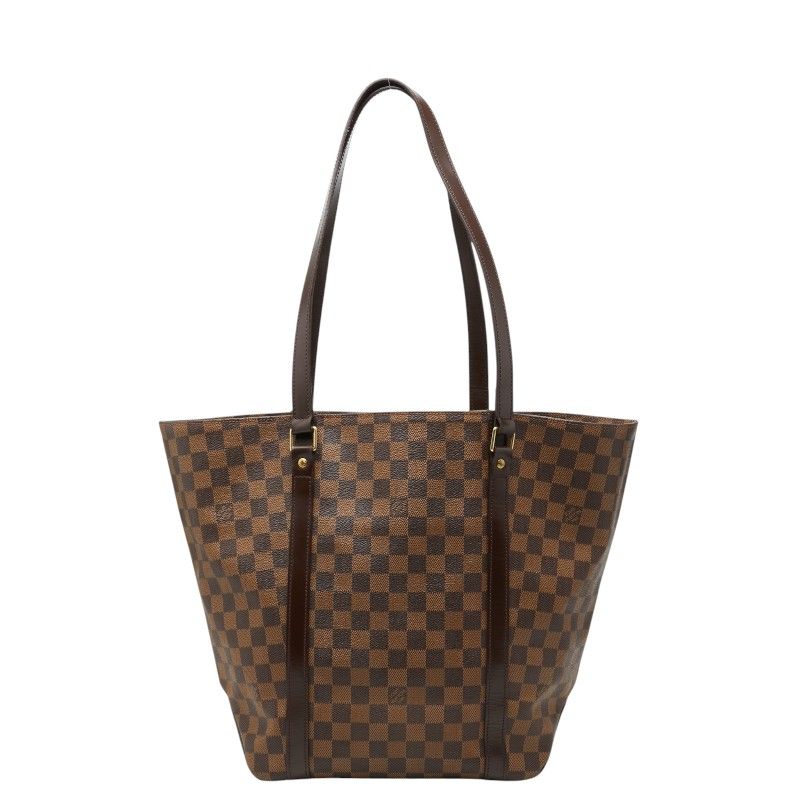 Louis Vuitton Damier Sac Shopping Tote Shoulder Brown Leather