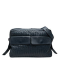 Bottega Veneta Intrecciato Crossbody Shoulder Bag Navy Leather