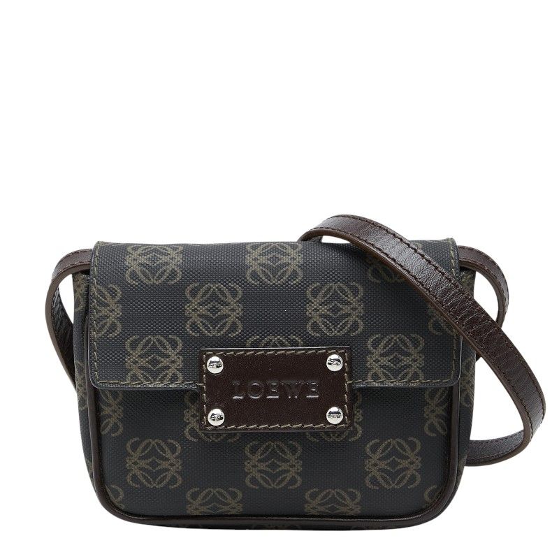 Loewe Anagram Crossbody Shoulder Back Black Brown Leather