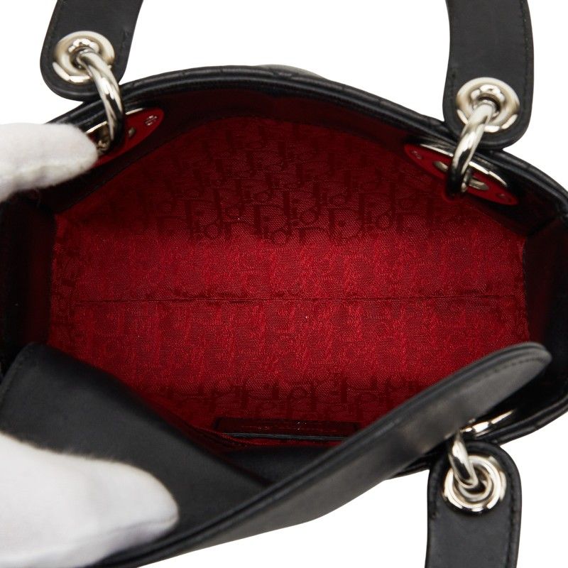 Dior Cannage Lady Dior 2-Way Shoulder Bag Black Lambskin — view 8