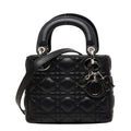 Dior Cannage Lady Dior 2-Way Shoulder Bag Black Lambskin