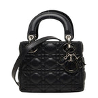 Dior Cannage Lady Dior 2-Way Shoulder Bag Black Lambskin
