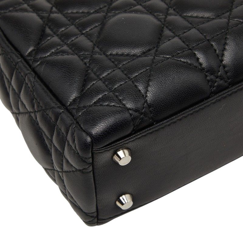 Dior Cannage Lady Dior 2-Way Shoulder Bag Black Lambskin — view 7