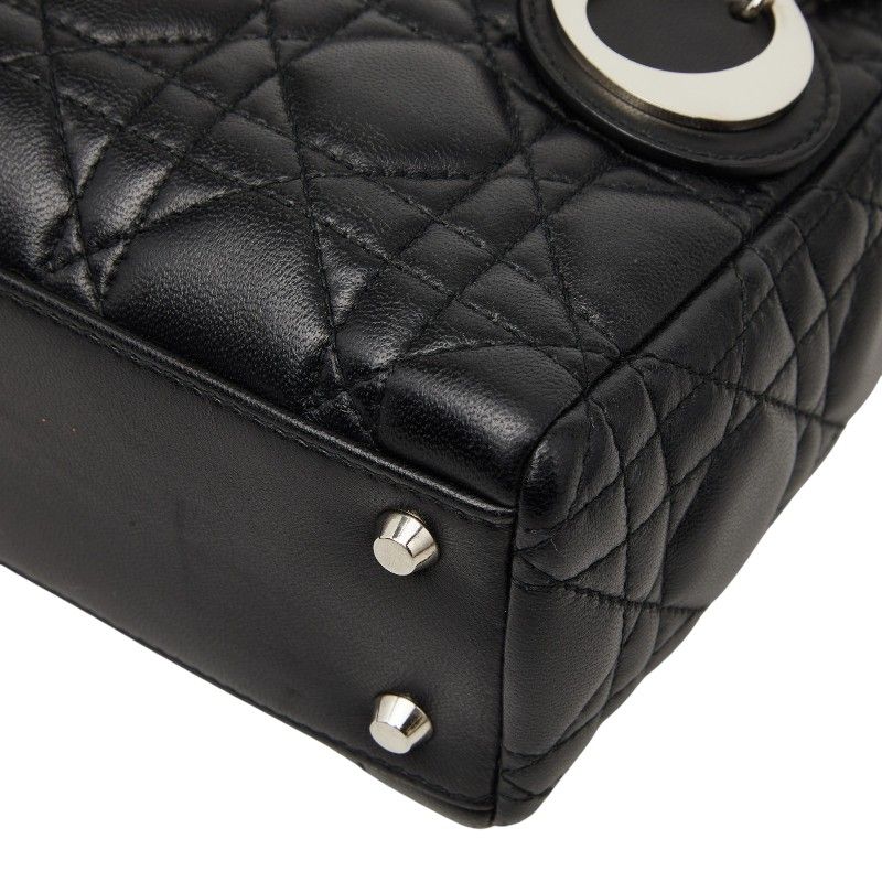 Dior Cannage Lady Dior 2-Way Shoulder Bag Black Lambskin — view 4