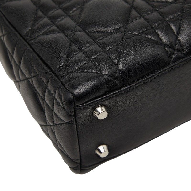Dior Cannage Lady Dior 2-Way Shoulder Bag Black Lambskin — view 5