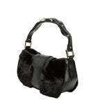 Fendi Mamma Baguette Logo Shoulder Bag Black Brown Leather — view 2