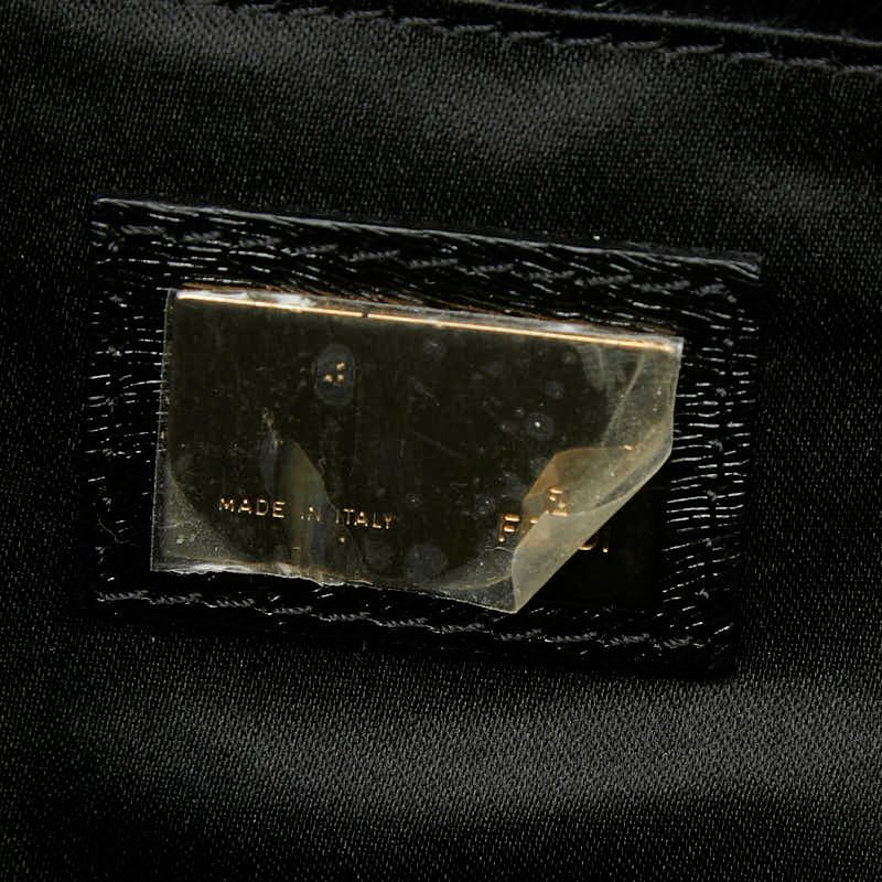Fendi Mamma Baguette Logo Shoulder Bag Black Brown Leather — view 9