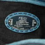 Fendi Selleria Croco Backpack Blue Black Suede Leather — view 9