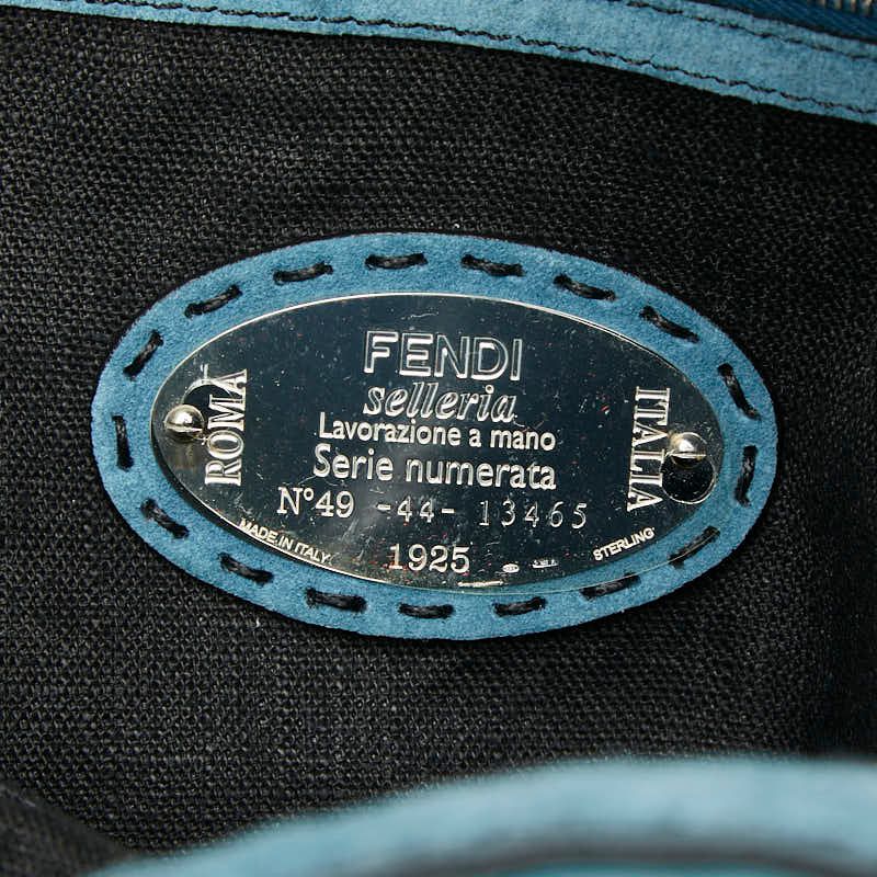 Fendi Selleria Croco Backpack Blue Black Suede Leather — view 9