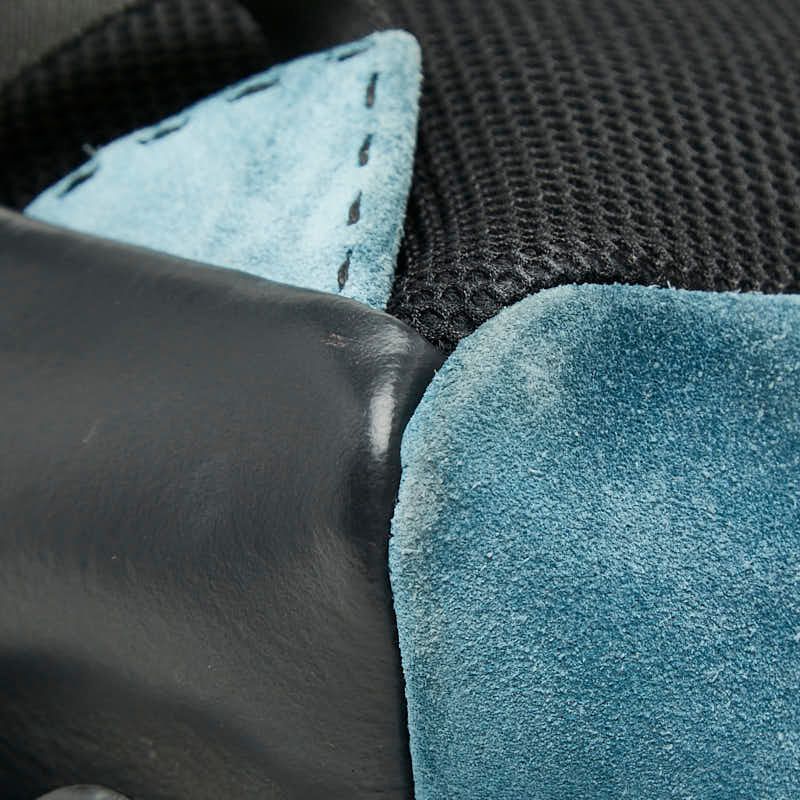 Fendi Selleria Croco Backpack Blue Black Suede Leather — view 7