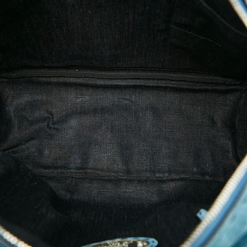 Fendi Selleria Croco Backpack Blue Black Suede Leather — view 8