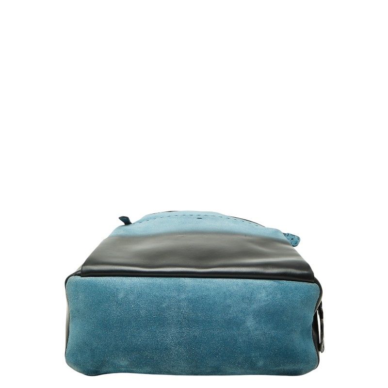 Fendi Selleria Croco Backpack Blue Black Suede Leather — view 3