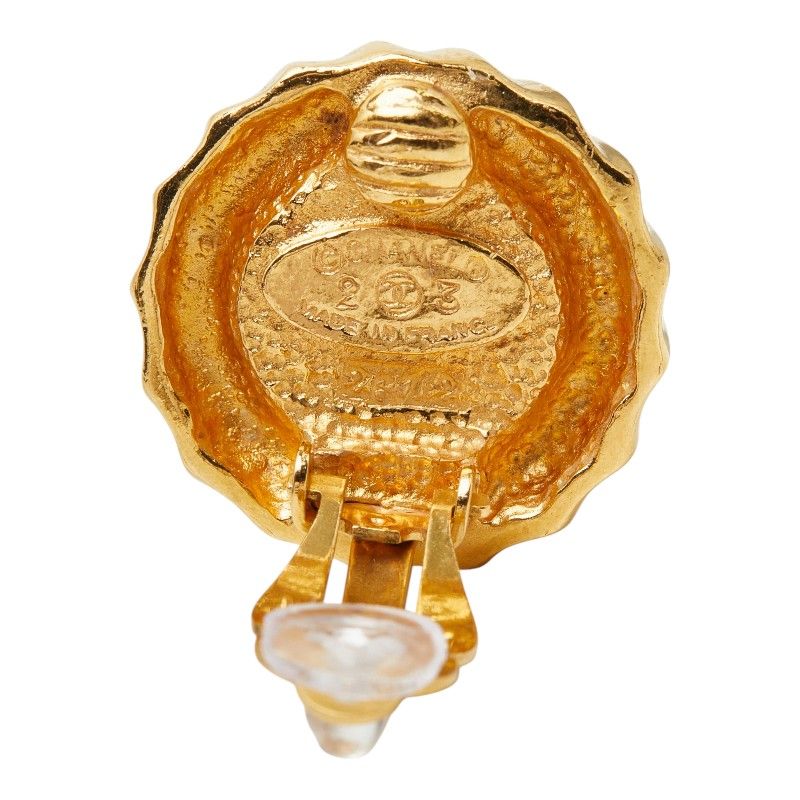 Chanel Vintage Earrings Gold Blue Plated — view 4