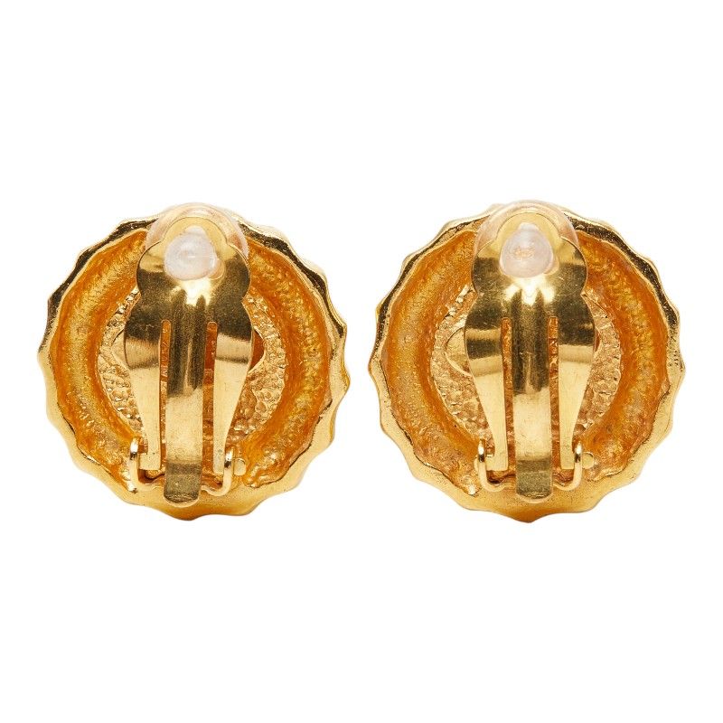 Chanel Vintage Earrings Gold Blue Plated — view 3