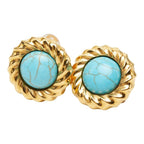 Chanel Vintage Earrings Gold Blue Plated — view 2