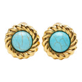 Chanel Vintage Earrings Gold Blue Plated