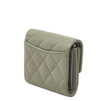 Chanel CC Logo Trifold Wallet Gray Caviar Leather — view 2