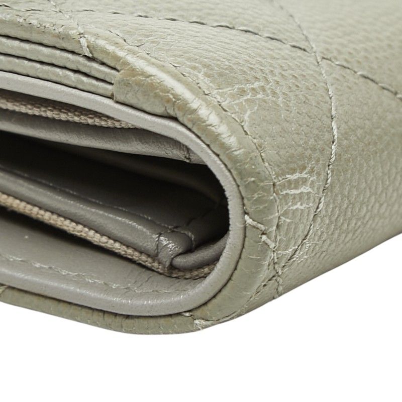 Chanel CC Logo Trifold Wallet Gray Caviar Leather — view 5
