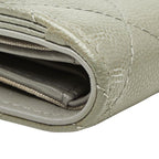 Chanel CC Logo Trifold Wallet Gray Caviar Leather — view 5