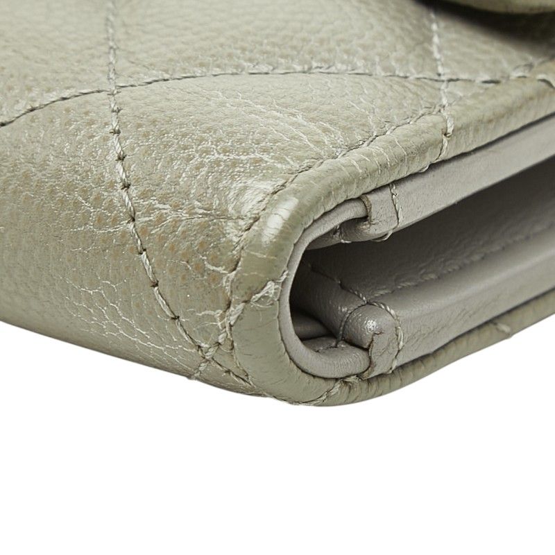 Chanel CC Logo Trifold Wallet Gray Caviar Leather — view 4