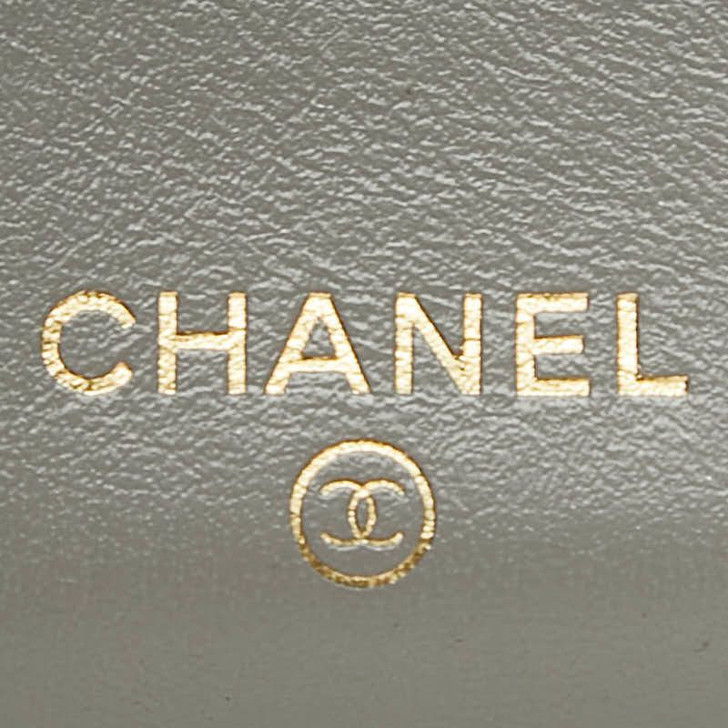Chanel CC Logo Trifold Wallet Gray Caviar Leather — view 8