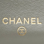 Chanel CC Logo Trifold Wallet Gray Caviar Leather — view 8