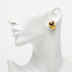 Chanel Vintage CC Logo Earrings Gold Plated Stone — view 5
