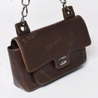 Chanel Chain Shoulder Bag Icon Motif Cruise Line Brown Silver — view 3