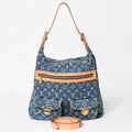 Louis Vuitton Monogram Denim Baggy GM Shoulder Bag Indigo Blue Gold