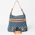 Louis Vuitton Monogram Denim Baggy GM Shoulder Bag Indigo Blue Gold