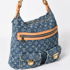 Louis Vuitton Monogram Denim Baggy GM Shoulder Bag Indigo Blue Gold — view 3