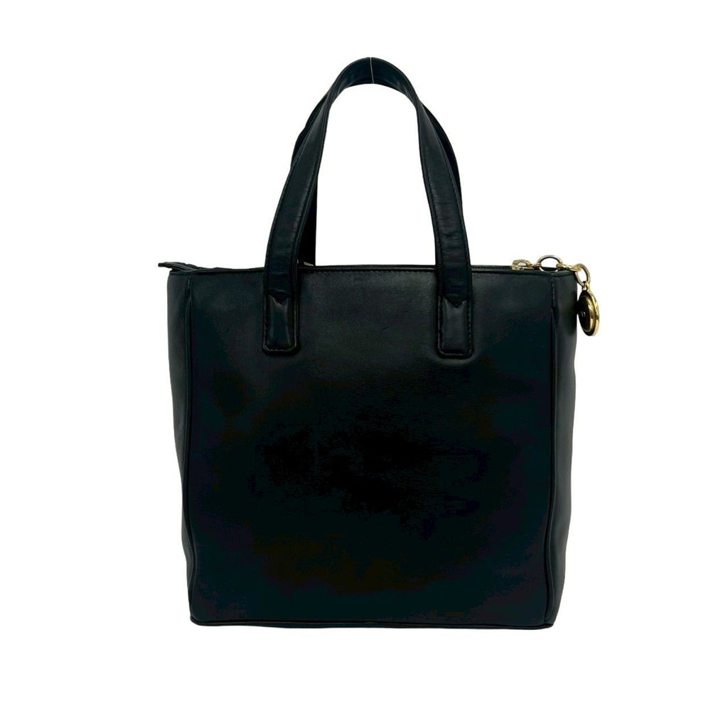 Dior Vintage Logo Leather Handbag Mini Tote Black — view 3