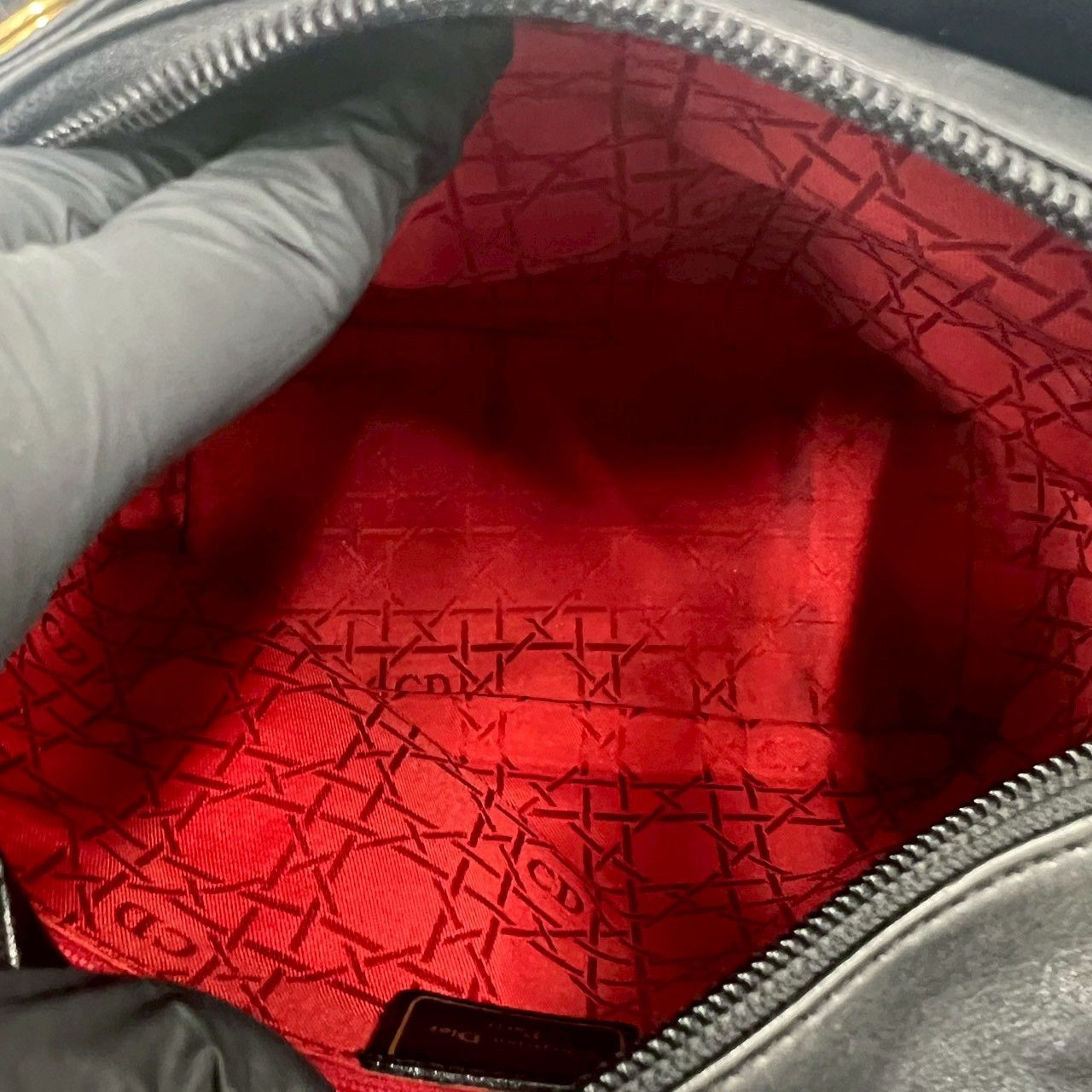 Dior Vintage Logo Leather Handbag Mini Tote Black — view 9