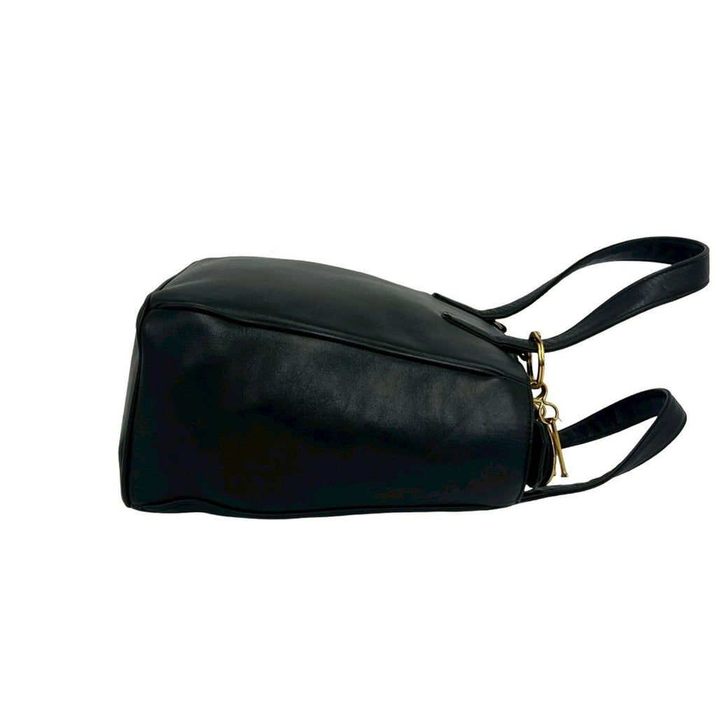 Dior Vintage Logo Leather Handbag Mini Tote Black — view 6