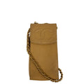Chanel Mobile Phone Case Chain Shoulder CC Logo Smartphone Beige