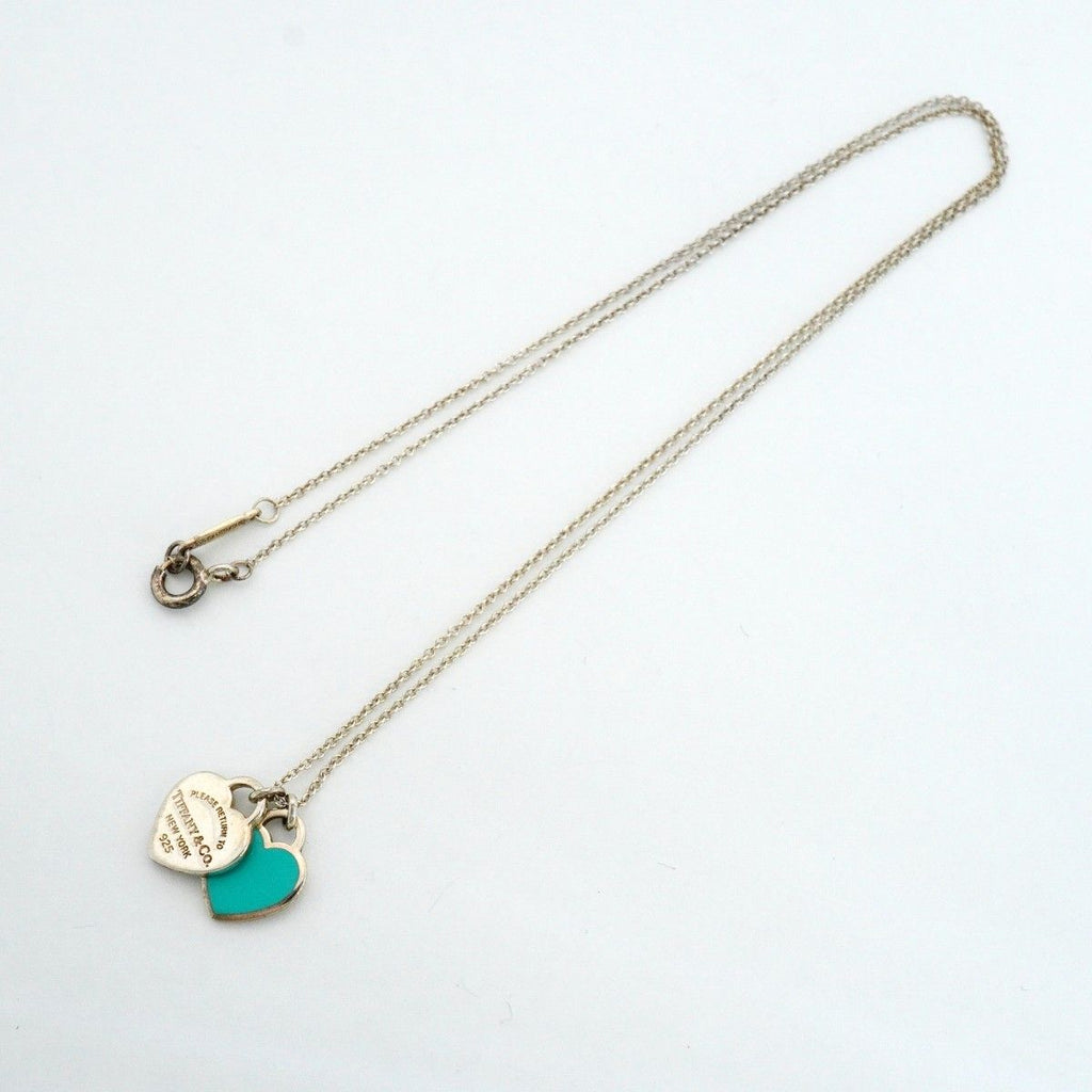 Tiffany & Co Necklace Double Return to Heart 925 Sterling Silver Blue — view 3