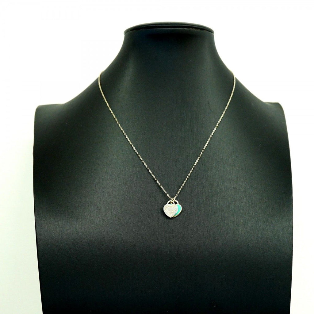 Tiffany & Co Necklace Double Return to Heart 925 Sterling Silver Blue — view 6
